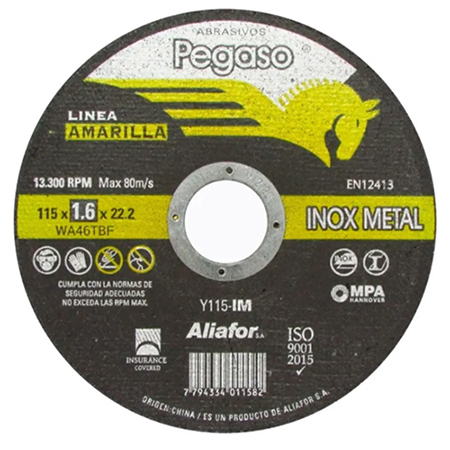 Disco de corte Aliafor  metal inoxidable Y115-IM Pegaso